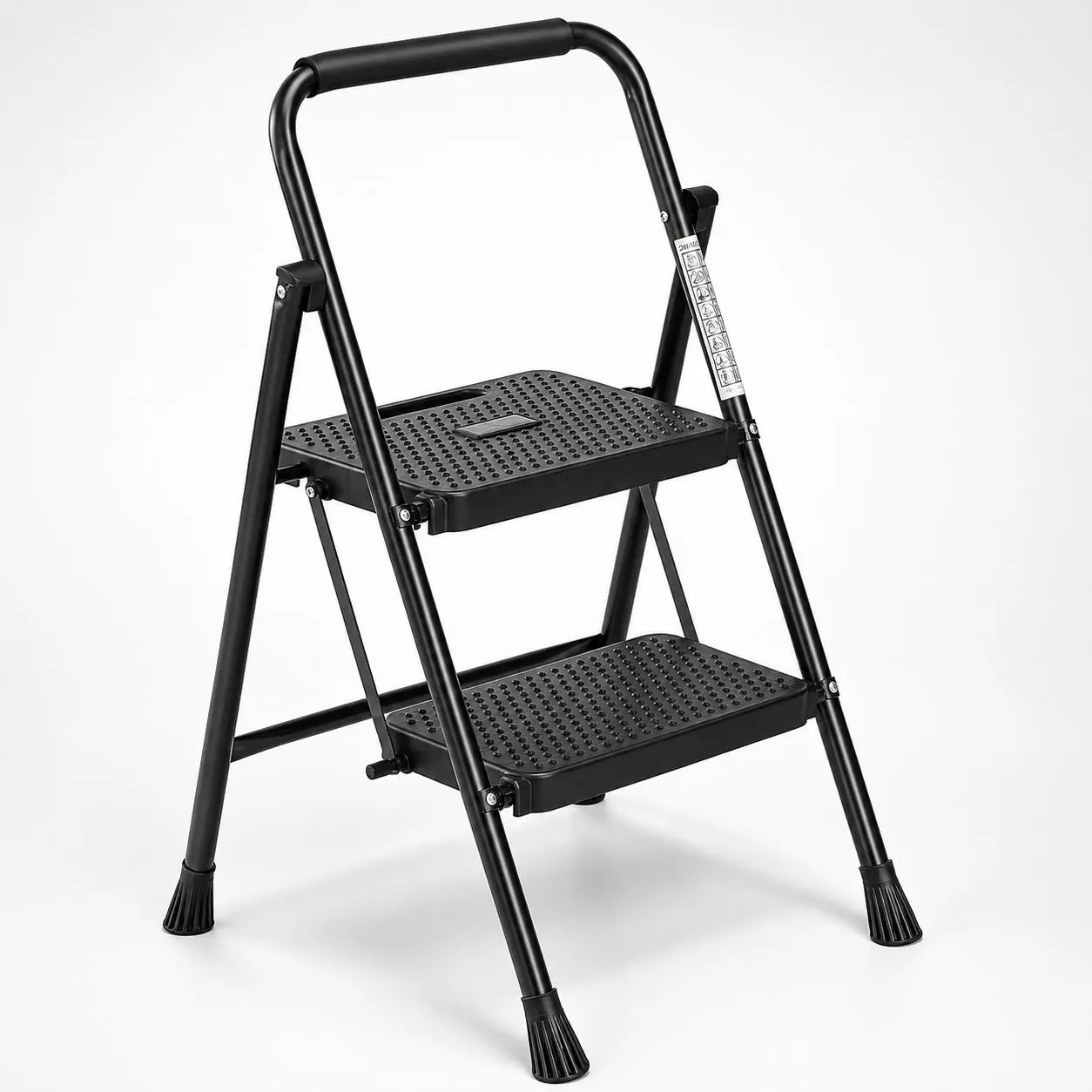 Escalera Plegable 3 Peldaños, Taburete Portátil de Acero, Pedales Antideslizantes, Mango de Seguridad, Capacidad 500 lbs, Estable y Ligera para Hogar, Jardín y Cocina, Escalera Multifuncional Segura