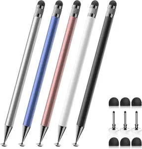 Stylus(5 Pcs),2-in-1 Stylus Pen for Touchscreen,Universal Stylus | High Sensitivity,Metal Barrel Disc & Rubber Tip,No Charging,Suitable for Nintendo Switch/iPhone/ipad/Android Tablets