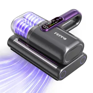 FEPPO  Cordless Mattress Vacuum Cleaner, 18Kpa Bed Vacuum with 253.7nm UV-C Light & Ultrasonic Technology, Handheld Vacuums with Dust Sensor & LED Display, 52800 Times/Min High Frequency Tapping