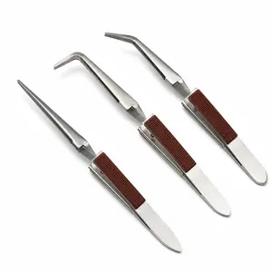 3Pcs Cross Lock Tweezers Set Self Closing Jewelry Tweezers with Straight and Bent Tips