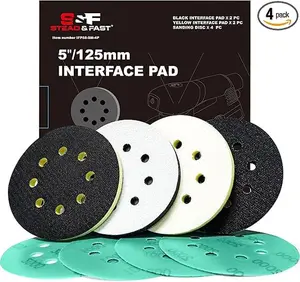 5 inch Orbital Sander Foam Pad 4 PCS, Interface Pad with 8 Holes, Foam Sanding Pads Hook and Loop, Soft Disc Pads with Cushion Sponge by S&F STEAD