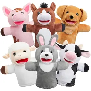 6Pcs Kids Hand Puppet Set with Working Mouth, Toddler Plush Toy Includes Pig, Sheep, Dairy Cow, Dog, Goat, and Horse for Show Theater, Birthday Gifts for Boys Girls, Gifts for Easter