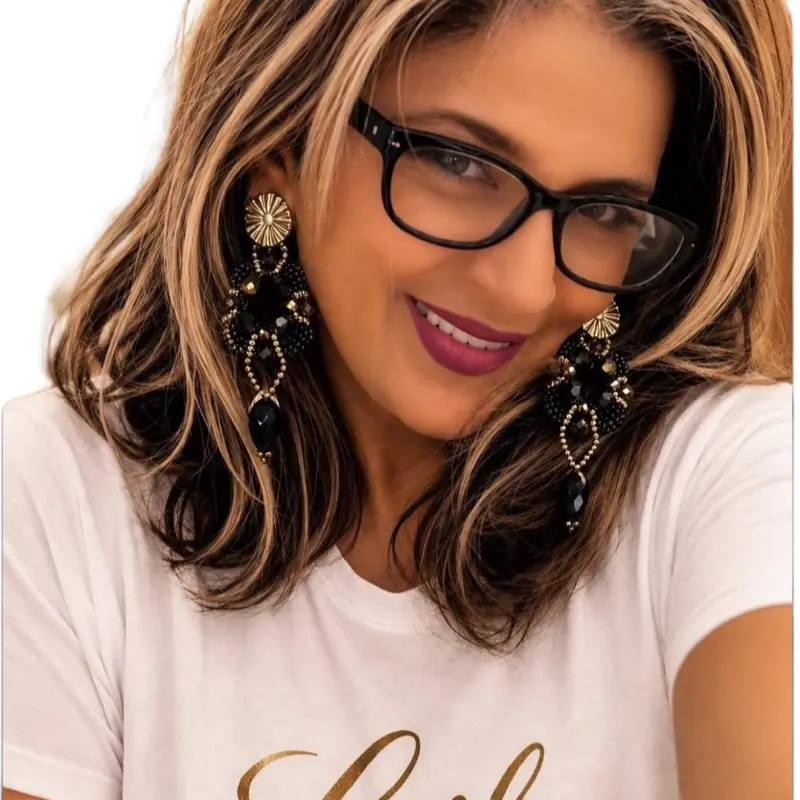 Black & Gold Beaded Glam earrings