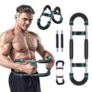Arm Trainer Strengthen Chest and Arm Muscles Workout Men's Fitness Trainer Detachable Adjustable Resistance Portable Power Twister Bar Home Fitness Equipment fitness level chest trainer home exercise arm trainer adjustable arm