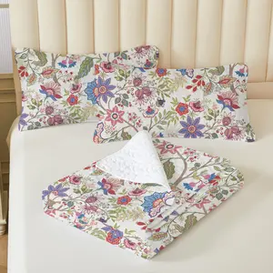 Boho Style Lightweight Quilted Thin Comforter, Rustic Vintage Bedspread, All-Season Bedding Set (King / Queen size includes 2 pillowcases, Twin size includes 1 pillowcase)