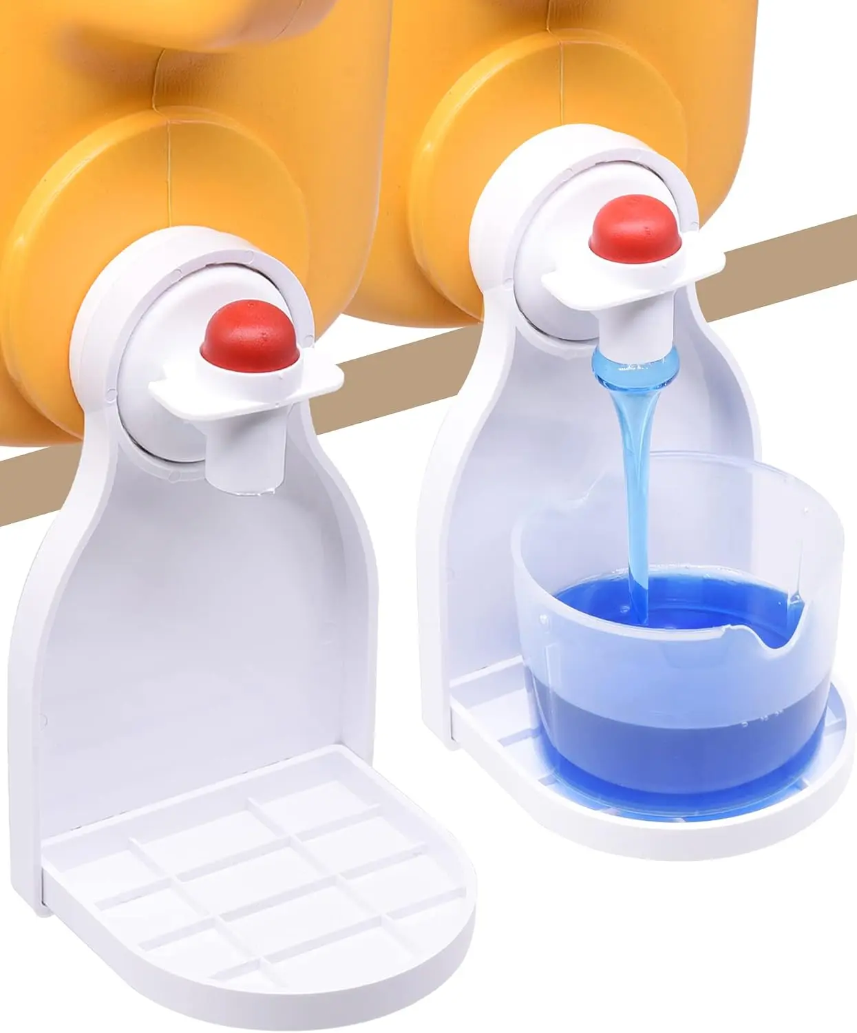 Laundry Detergent Cup Holder Drip Catcher Organizer Clip Tight on Laundry Bottle Spouts, No More Leaks or Mess with Detergent and Fabric Softener in Laundry Room