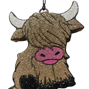 Freshie Highland Cow Air Freshener - Aroma Beads for Car, Locker, & More - Choose Bow Color & Scent Options