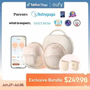 【Exclusive Bundle】eufy S1&S1 Pro Heated Wearable Breast Pump, Hands-Free Breast Pump with Industry-Leading HeatFlow Tech, App-Controlled OptiRhythm, Hospital-Grade Suction, Leakproof, Slim and Ultra-Quiet for in-Bra Use