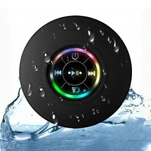 Waterproof  Mini Bluetooth Shower Speaker with LED light, Portable IPX4 Waterproof, Hands-Free Speakerphone. Rechargeable Using Micro USB, Wireless Stereo for Beach, Shower & Home