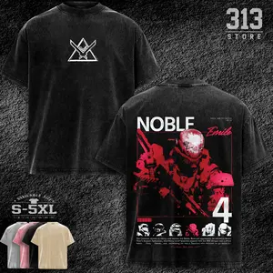 Noble 4 Emile- Noble team Team Halo, Remember Reach Unisex Washed Cotton T-Shirt, RPG graphic tees Top anime manga game merch Casual  men gifts shirts men Menswear Hoodie Print Straight streetwear fit