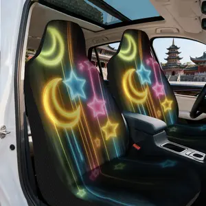 2pcs, Neon Stars and Moon Pattern Car Seat Covers, Elegant Front Seat Covers for Modern Car Design, Everyday for Driver and Passenger Seats, Perfect Gift for Drivers and Car Owners