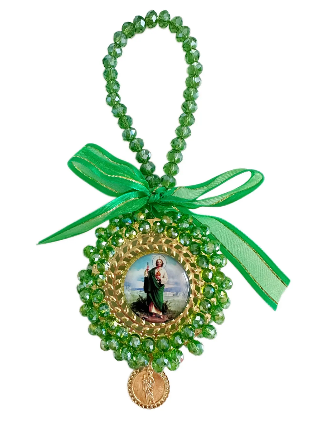 Handmade Saint Jude and Virgin Mary Protection Charm, Catholic Jewelry Gift, Car Hanging Ornament, Car Interior & Home Decoration Accessories, Car Decorations, Car Interior Accessory, Car Trinkets, Car Ornaments
