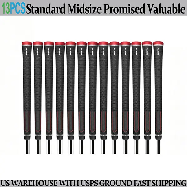 Golf Club Grips Set of 13 Raised Ridge Non-Slip Rubber Grips for Consistent Hand Alignment Tour Inspired Design for Pro Irons & Woods