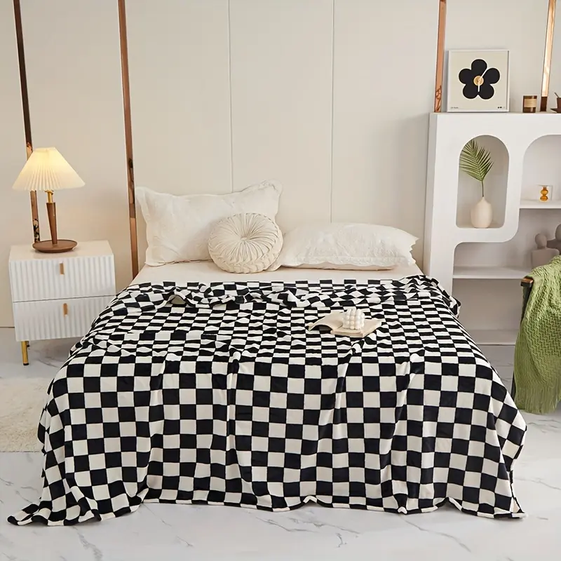 Versatile Durable Checkered Blanket - Premium Material for Home Decor & Warmth - Machine Washable - Ideal for Various Spaces