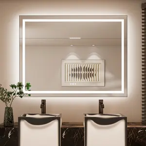 TETOTE Frontlit & Backlit LED Bathroom Mirror, 3 Light Colors with Adjustable Brightness, Anti Fog with Smart Memory, Shatterproof Glass, Plug-in/Hardwired