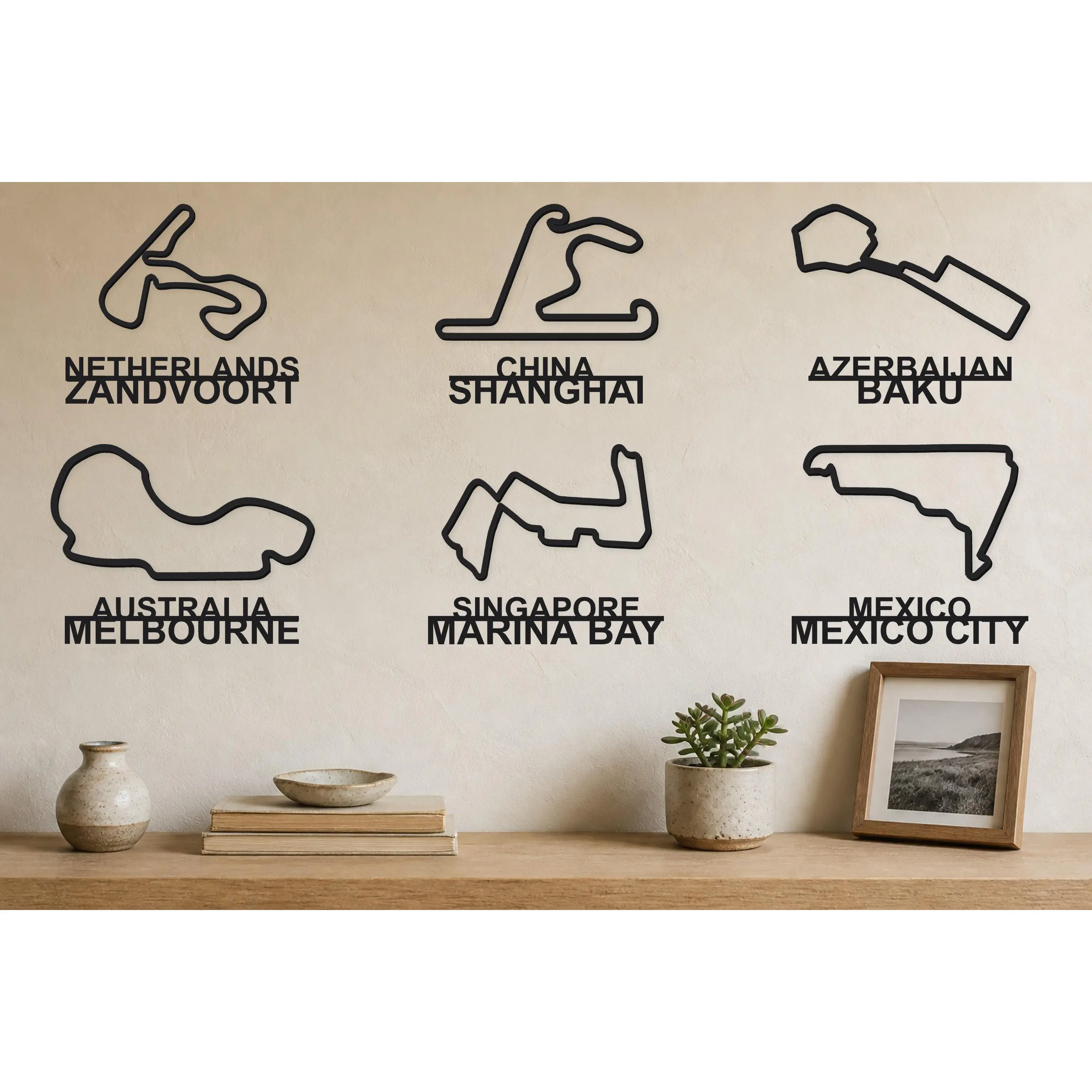 2026 F1 Track Outlines Wall Art | Choose Your Race Circuit | Formula Racing Decor with Country Location Tag