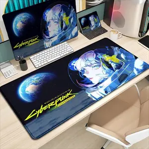 Cyberpunk Edgerunners Anime Gaming-Style Mouse Pad, HD Print Gaming Desk Mat, Anti-Slip Rubber Base, Smooth Cloth Surface, Durable Thick Build, Extended Keyboard Mousepad for PC Office Setup, Gaming-Style Mouse Pads