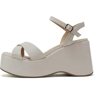 Tecno Wedge Ankle Strap Sandal ~ Bone