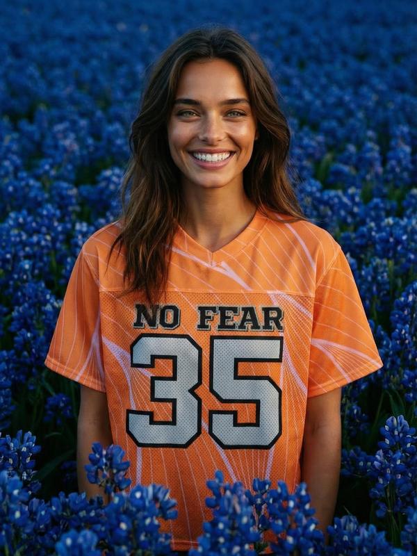 No Fear Orange Boxy Football Jersey