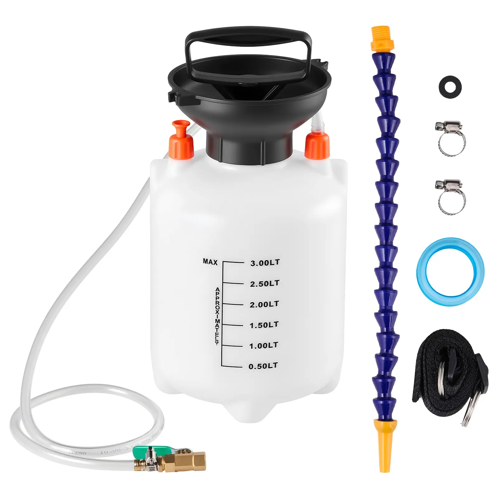 【summerfinds】VEVOR Transmission Fluid Pump, 3 L Capacity, Manual Fluid Transfer Pump with 47 in Long Horse & HDPE Tank, Transmission Oil Pump with PTFE Tape, Manual Automotive Oil Filling System for Cars, Boats