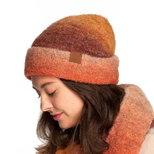 C.C Luxe Multi-Color Ombre Knit Beanie with Shearling Mohair Cuff for Women - A Stylishly Soft and Warm Winter Essential beanies