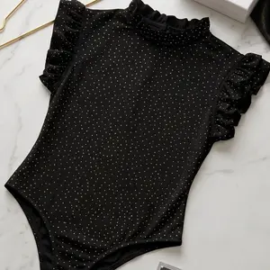 Elegant Bodysuit with Rhinestones for Women