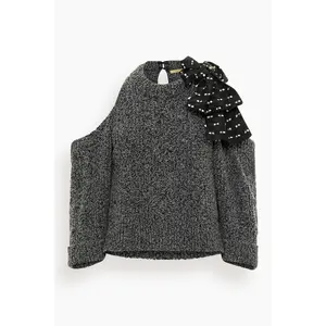 Bryn Sweater in Heather Navy/Black/Ecru