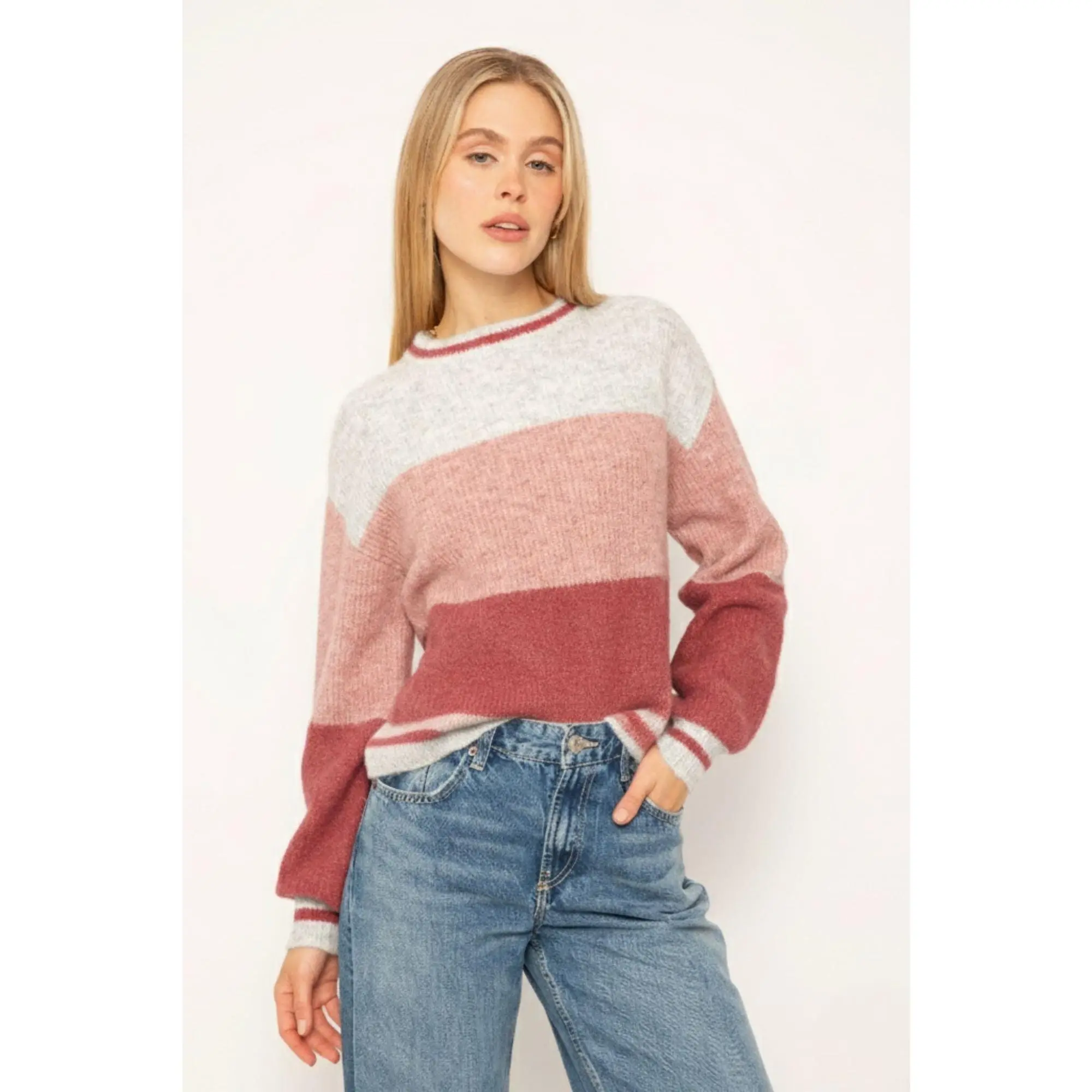 Blue Colorblock Sweater