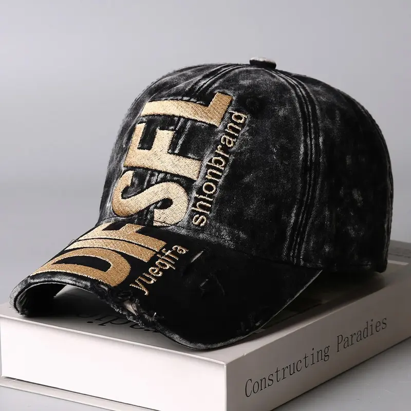 Spring Summer Embroidered Distressed Baseball Cap Dad Hat! Unisex Soft-Top Washed Sun Hat Cool Hat Street Fashion Street Style Cap High Quality Hat Quality Caps