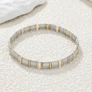 KELITCH Silver Miyuki Beaded Stretch Bracelets Charm Fashion Tila Strand Stackable Bangle For Womens Waterproof & Stylish Layering Accessory