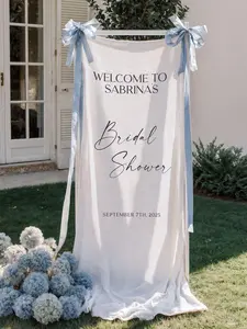 personalized Cotton Linen wedding banner, linen wedding welcome sign, custom wedding sign, bridal shower banner, engagement party decor, wedding entrance sign, minimalist wedding banner, wedding backdrop decor, custom ceremony sign