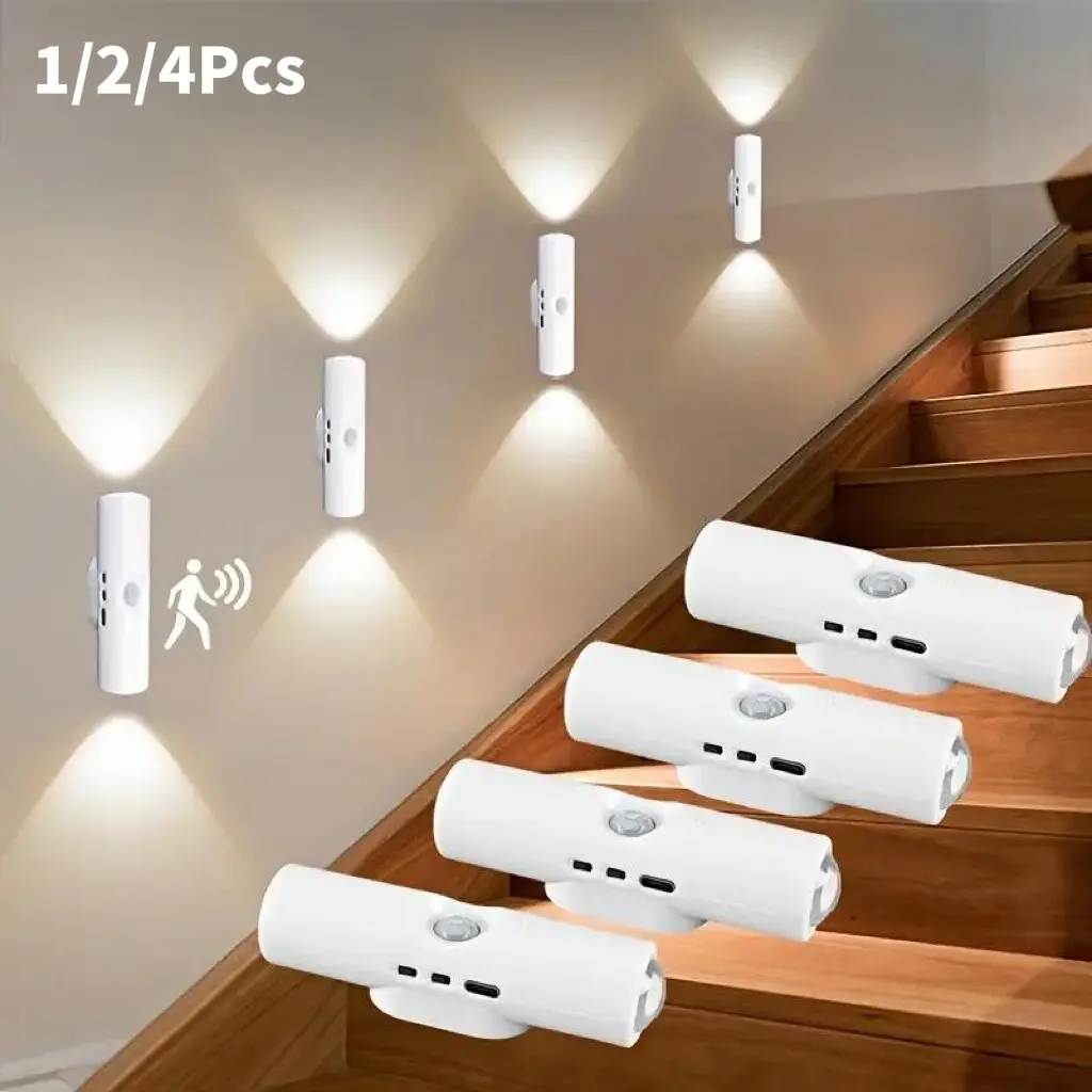 USB Rechargeable Motion Sensor Wall Light, Adjustable Brightness, Under Cabinet Lighting for Kitchen, Hallway, Closet, Stairs, Home Use, Multifunctional Lighting, Wall Mounted, Rechargeable Wall Sconces, Wall Mounted Lights