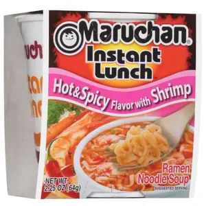Maruchan Instant Lunch Hot & Spicy Shrimp Ramen Cups 12 Pack 2.25 oz Each Spicy Ramen Noodle Soup with Shrimp Included