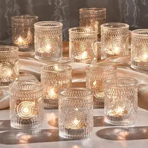 30 Pack Clear Glass Votive Candle Holders Bulk Vintage Tealight Candle Holders for Table Centerpieces Home Bridal Shower Birthday Christmas Thanksgiving Party Table Decor
