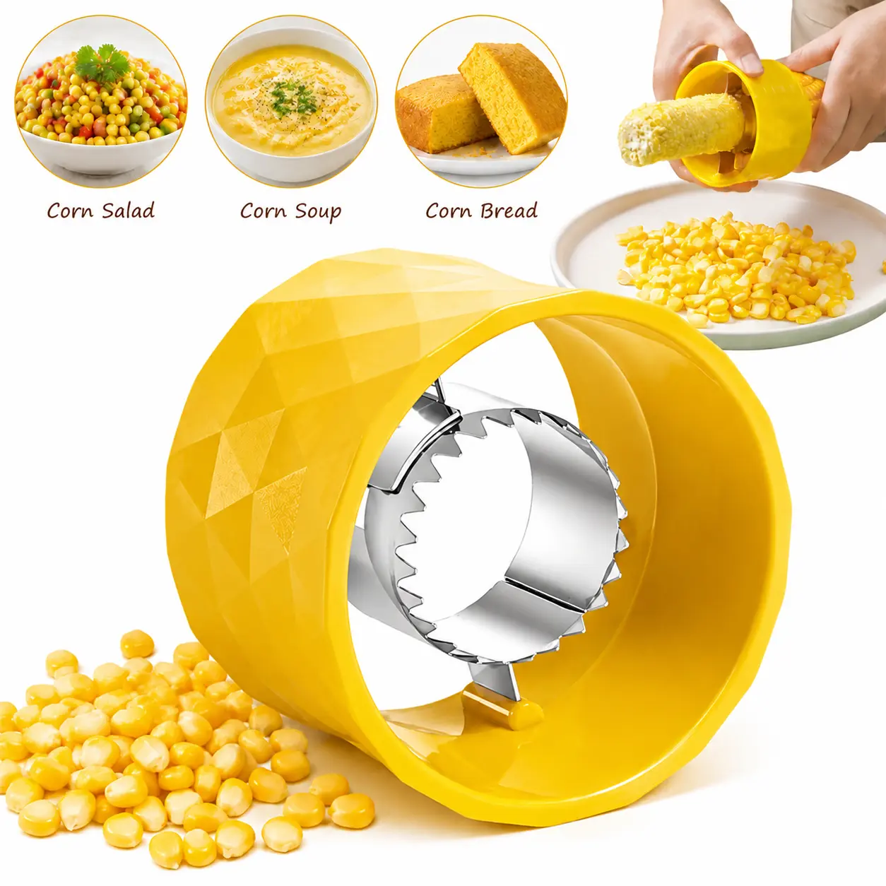 Corn Stripper Tool, Fast & Easy Corn Kernel Remover, Stainless Steel Corn Peeler for Fresh Corn, Kitchen Gadget for Quick Corn Cutting