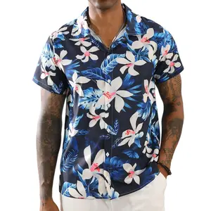 Men's Hawaiian Floral Shirts Casual Short Sleeve Button Down Tropical Holiday Beach Shirt Menswear Top