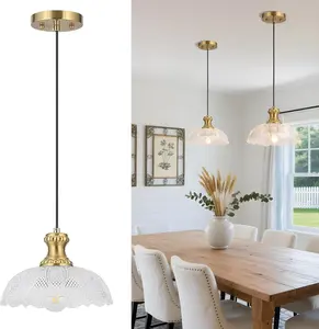 Island Pendant Lights for Kitchen, Clear Glass Pendant Light Fixtures, Modern Farmhouse Hanging Light for Kitchen Island Sink Dining Room Bedroom Cafe Bar, E26 Base (Transparent, 1 Pack)