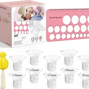 Moms' 3-in-1 Cosmetic Breast Pump Flange Sizing Kit for 24mm Electric Flanges/Shields, 10PCS BPA-Free Soft Silicone Inserts (13/15/17/19/21mm) for Comfortable Pumping & Skin Repair