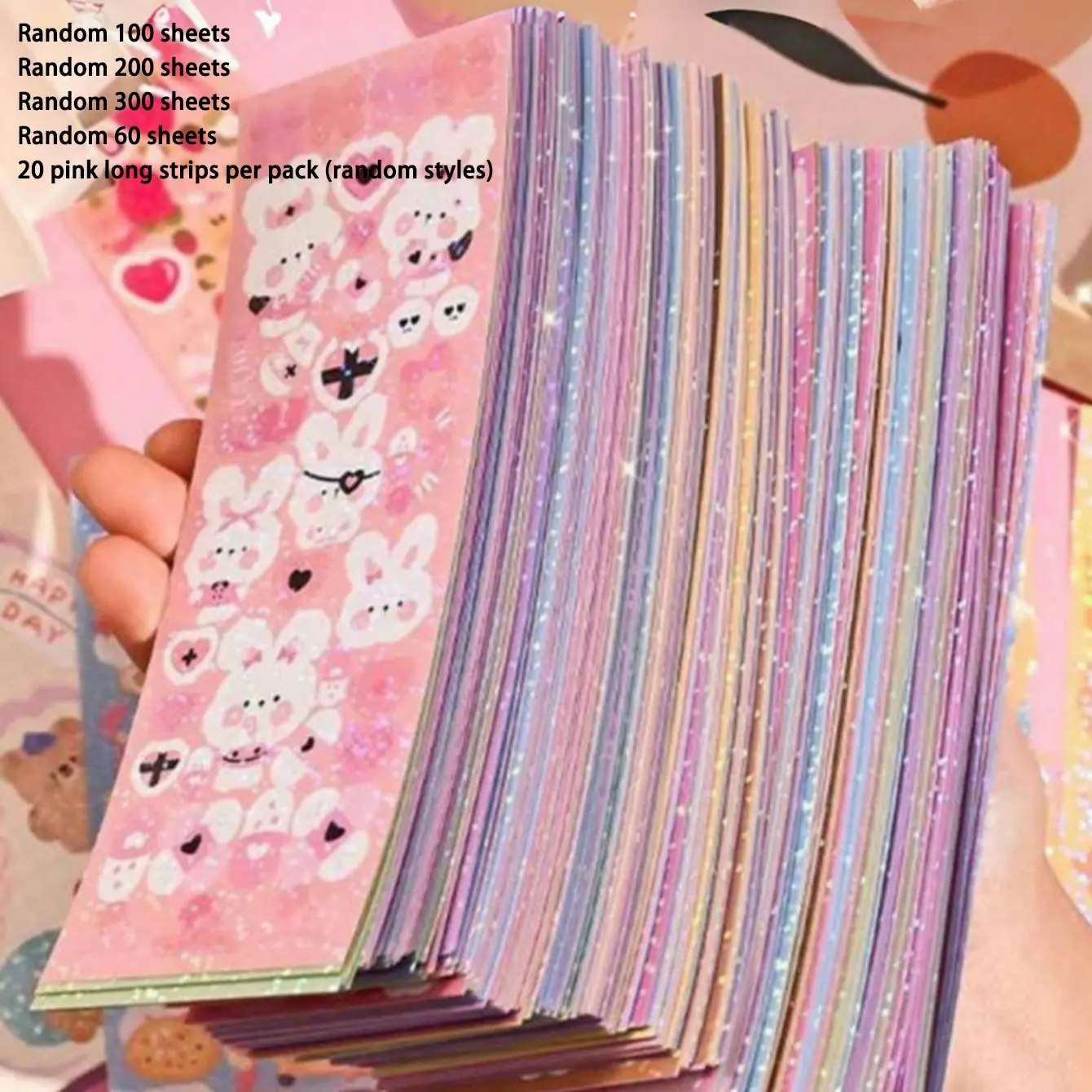 Cute Cartoon Sticky Stickers Pack of 60/100/200/300 Sheets, Fun DIY Craft Kit Party Supplies for Adults and Teens, Adorable Themes for Creative Projects, Stickers for Scrapbooking, Sticker Set, Sticker Packs