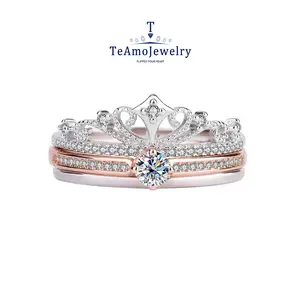 【Buy 1 get 1 Bracelet】【RM-227】S925 Rose Castle Combination Moissanite Ring, Coronation Ring for Love Crown Ring Fashion Accessories for Daily Wear Party Holiday, Anniversary Christmas Gift for Girlfriend
