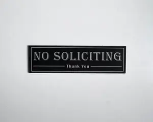 No Soliciting sign for Home or Business | Laser Engraved Acrylic | UV Stable & Weatherproof | 7x2" | Porch Door Sign Do Not Disturb