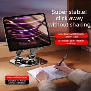 360° Rotating Metal Phone Stand, Desktop Carbon Steel iPad Tablet Support, Universal for Lazy Viewers