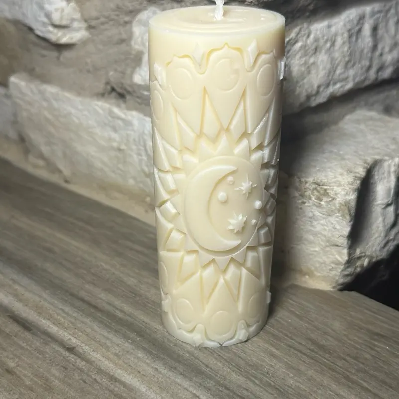 Small sun and moon pillar candle