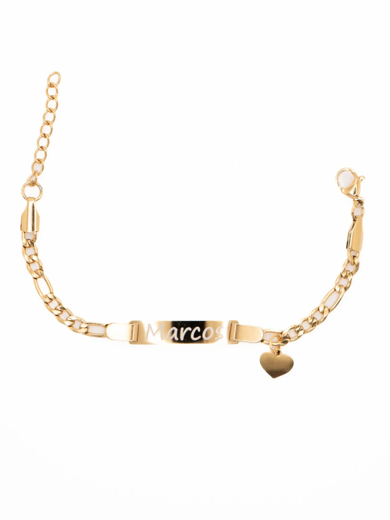 Kids' Personalized ID Elastic Bracelet - Stainless Steel Beaded Stretchy Bangle, Customizable with Name & Initial, 5-6 in Casual Adjustable Jewelry