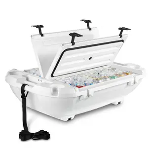 VEVOR Floating Cooler, 40 QT Floating Ice Chest with Dry Storage & Tow Rope, Premium LLDPE Amphibious Drink Cooler for Water & Land, Cruise Smoothly Stable on Lake, River, Pool, Beach, Kayak, White