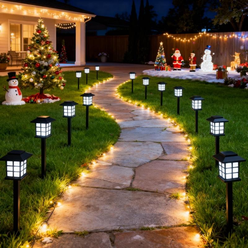 24-Piece Set of Imperial-Style White Light Garden Lights Solar-Powered Outdoor Security Lights Waterproof Christmas Decorative Lights Ideal for Home Gardens and Autumn Festival Party Decorations