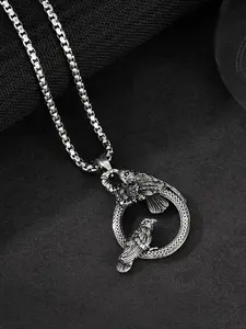 Vintage Gothic Punk Raven Pendant Necklace for Men Women Titanium Steel Chain Personalized Statement Jewelry