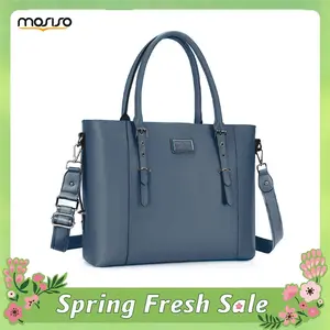 MOSISO PU Leather Laptop Tote Bag for Women, Waterproof Large Capacity Work Shoulder Briefcase Handbag, Stylish Business Office School Travel Laptop Bag Fits 13.3-17.3 Inch, Durable Lightweight Computer Carrying Case, Black Friday Gift Choice