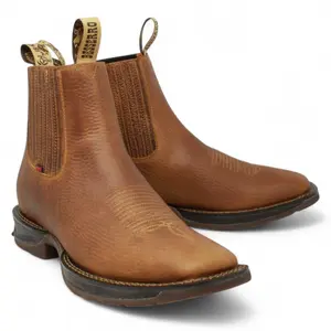 El Besserro Men's Square Toe Leather Ankle Boots Honey