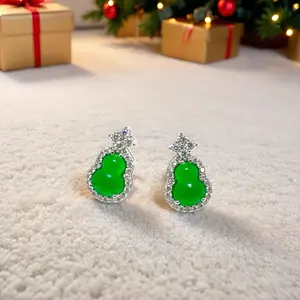 Hypoallergenic Chinese Style Gourd Ear Clip and Stud Decoration for Women & Girls - Calabash Earrings Design - Thanksgiving & Christmas Gift for Her